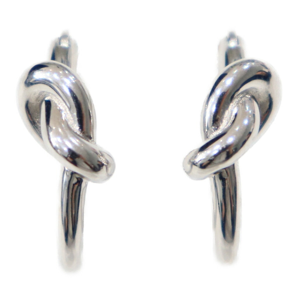 Celine Knot Small Hoop Earrings Silver Jewelry